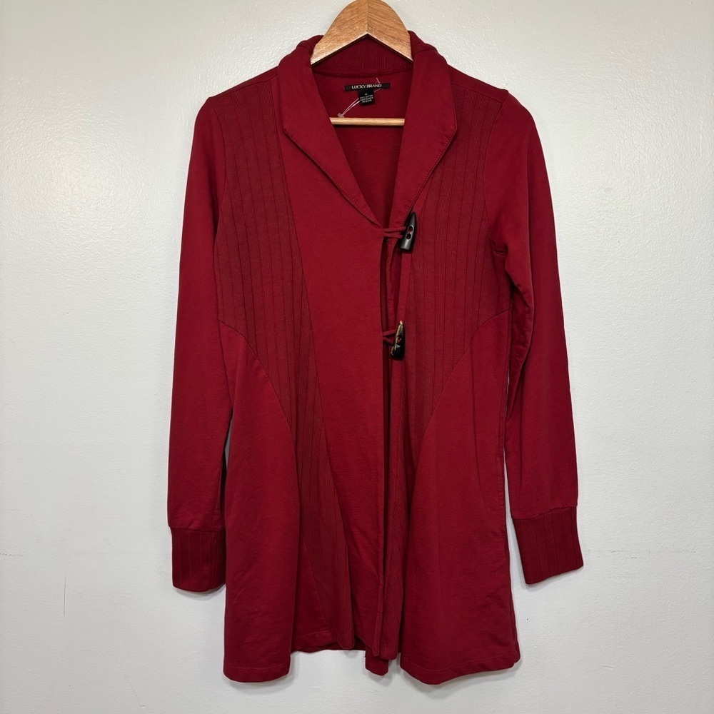 Lucky Brand Red Asymmetrical Knit Cardigan Jacket Women’s Medium